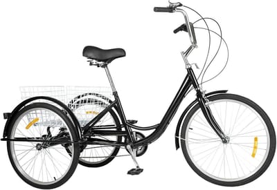 Driewieler Volwassenen - Driewiel fiets - Boodschappen doen - 8 Versnellingen - 24 inch - Zwart