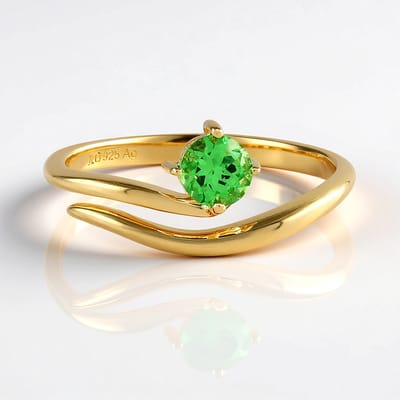 Cavill - 925 Sterling Zilver ring - 18K Goud verguld - Tsavoriet 0,42 ct - Ronde briljantslijp - Moderne prong zetting - Groene Edelsteen uit Tanzania