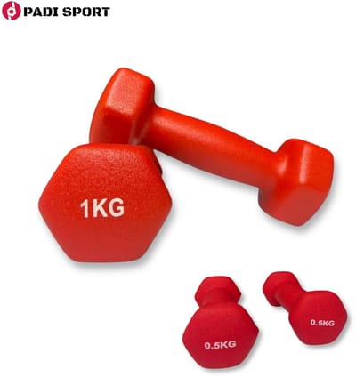 Padisport dumbells rood 0,5 en 1 kg - gewichten set halters - gewichten set dumbbell - dumbells set
