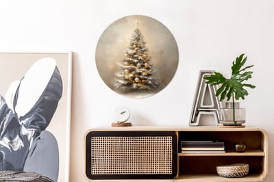 WallCircle - Wandcirkel - Muurcirkel - Kerst - kerstboom - Sneeuw - Art - Aluminium - Dibond - 60x60 cm - Binnen en Buiten