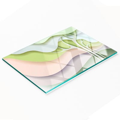 Keukenplank van gehard glas met abstracte boomafbeelding, 80x52 cm