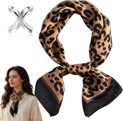 Grote Vierkante Satijnen Sjaal voor Dames, Luxe Zijden Sjaal met Luipaardprint, Elegante Hoofddoek en Neckerchief voor Diverse Gelegenheden