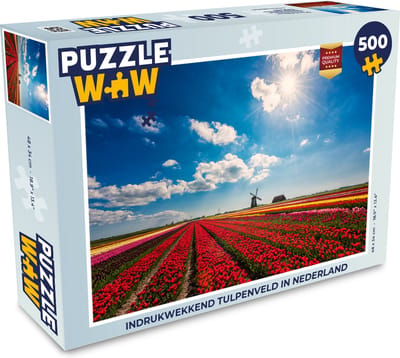 Puzzel Indrukwekkend tulpenveld in Nederland - Legpuzzel - Puzzel 500 stukjes