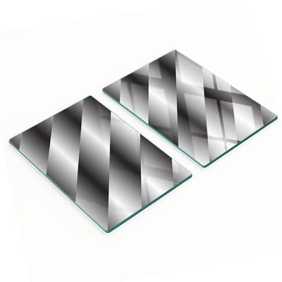 Set van 2 geharde glazen panelen met abstracte strepen, 2x40x52 cm