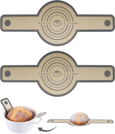 Siliconen Bakmat voor Brood Bakken - Herbruikbare Brood Sling voor Dutch Oven - Hittebestendige Bakmat met Lange Handvatten voor Gietijzeren Pannen - 21 cm Ronde Bakmat voor Perfecte Broden