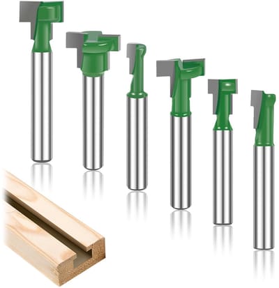 Jhubersproducts - T-Groove Cutter - T-Slot Cutter Set - 6 Stuks - Groen - Houtbewerking - Perfect voor T-Groeven - Voor diverse materialen