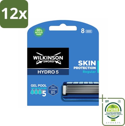 Wilkinson Sword - Navulmesjes - Hydro 5 Skin Protection - Beschermend - 8 mesjes - Voordeelverpakking - 12 stuks - Scheermesjes - Hydro 5