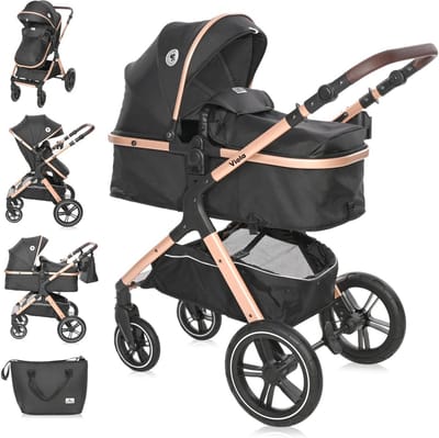 2-in-1 Combi Kinderwagen met Grote Rubberen Banden en Voetenzak tot 22 kg