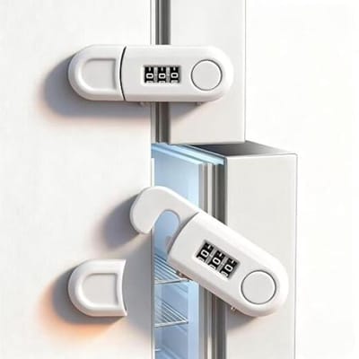 2 Stuks Koelkastslot - Zelfklevende Koelkastvergrendelin - Combinatieslot - Koelkastvergrendeling - Veiligheidsslot - Kast- En Koelkastsloten - Kinderbeveiliging - Geschikt Voor Kasten, Lades En Deuren - Wit