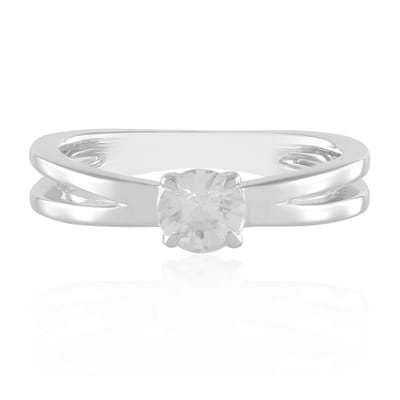 Cavill - Zilveren ring 925 Sterling - 0,616 ct Cambodjaanse ronde briljant geslepen zirkoon - Platina geplateerd - Elegante dubbele band ring