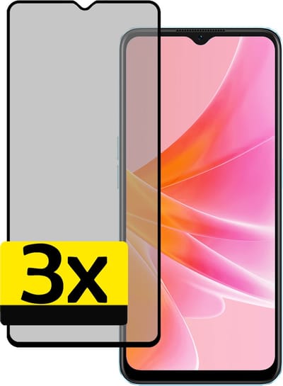 Screenprotector - Geschikt voor OPPO A17 - 3 Stuks - Privacy Filter - Beschermglas - Gehard Glas - Tempered Glass - Screen Protector