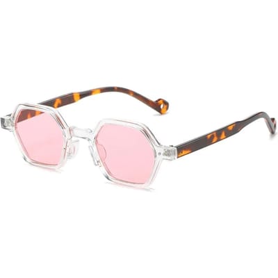 Vintage Polygon Vierkant Zonnebril Trendy UV400 Bril Vintage Y2K Zeshoekige Tinten Helder Oceaan Glas Klinknagels Zonnebril voor Unisex