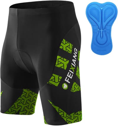 MEETYOO Fietsbroek Heren - Mtb Broek - Mountainbike - Fietskleding Short - Sportbroek Korte Fietsbroek Met Zeem 4D-Groen-XS
