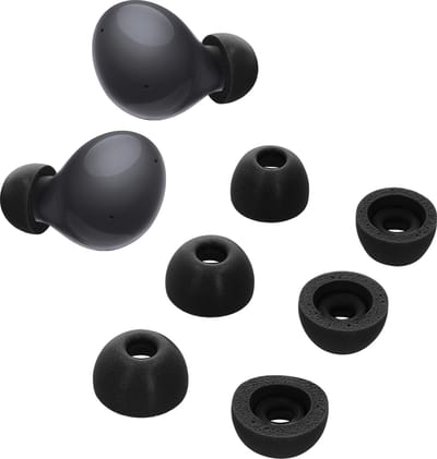 kwmobile 6x cover voor oordopjes - geschikt voor Samsung Galaxy Buds 2 - Van memory foam in zwart - Maat S, M en L