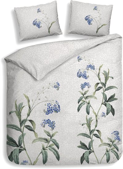Heckettlane Dekbedovertrek Lacie - Dekbed met instopstrook - Grijs - Dekbedovertrek van 100% Katoen-Satijn - Bloemen - 260x200-220 cm + 2 slopen 60/70 cm - Zakynthos