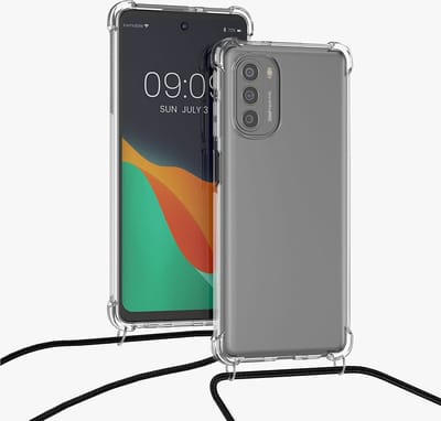 Hoesje geschikt voor Moto G51 Hoesje transparant silicone met Koord - Hoesje geschikt voor Moto G51 5G hoesje met koord - hoesje Hoesje geschikt voor Moto G51 5G Case met koord draagkoord TPU backcover - Zwart