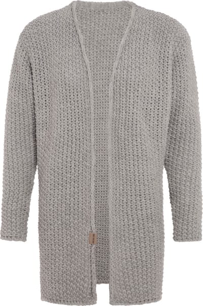 Knit Factory Carry Gebreid Dames Vest - Grof gebreid dames vest - Grijze cardigan - Damesvest gemaak uit 30% wol en 70% acryl - Iced Clay - 36/38