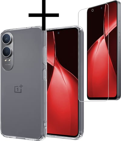 Hoesje - Met Screenprotector - Geschikt voor OnePlus Nord CE 4 Lite - Sterk & Shockproof - Back Cover - Siliconen Case - Telefoon Hoes - Transparant