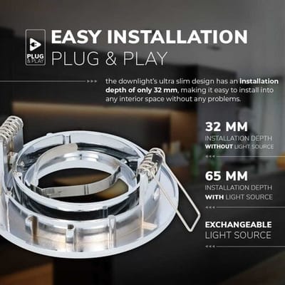 HOFTRONIC Maya - LED Inbouwspot - Kantelbaar armatuur - Diameter 93mm - GU10 Fitting incl. lamphouder - Rond - IP20 voor binnen - Chroom