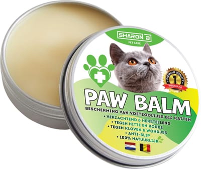 Sharon B - Paw Balm - Katten - Potenbalsem Kat, Beschermt Voetzooltjes tegen Kloven, Wondjes, Ontstekingen - Antislip - 60 ml - 1 Stuk