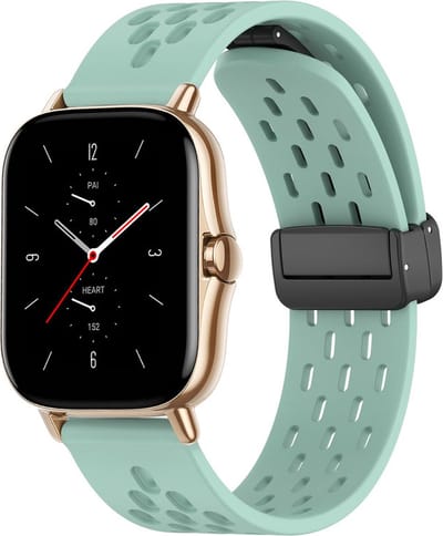 Siliconen bandje - geschikt voor Amazfit GTS / GTS 2(E) / GTS 2 Mini / GTS 3 / 4 (Mini) / Bip (S) / Bip U (Pro) / Bip Lite / Bip 3 (Pro) / GTR 42 mm / Pop (Pro) / Active (2) - mintgroen