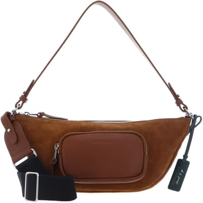COCCINELLE Leren schoudertas Paki Smart To Go Suede Bimaterial Crossover Bag Cognac Lichtbruin