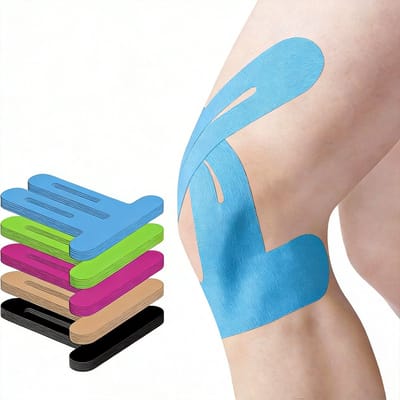 BOTC Kinesiologietape Knie - Blauw - 12 Stuks Kinesiotape voor Knie - Waterbestendige Sporttape - Hypoallergene Katoenen Knie Tape