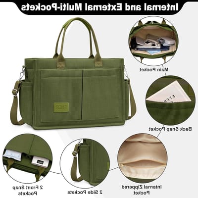 Grote capaciteit schoudertas van corduroy voor dames, casual tote en crossbody tas voor werk, winkelen en reizen
