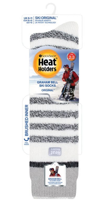 Heat Holders - Kniehoge thermo skisokken voor heren - Crème Streep