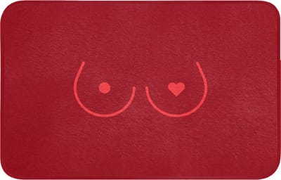 Badmat 80x50 cm - Antislip - Minimalistisch - Lijnillustratie - Rood - Badmatten voor badkamer - Badkamermat - Douchemat - Badkamer mat