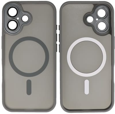 MagSafe Hoesje Geschikt voor iPhone 17 - Mat-Transparent met Camera Beschermer Case - Grijs