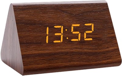 Klok - Digitale klok - Bureauklok - Tafelklok - Wekker - Digitale wekker - Nachtkastje wekker - Met 3 alarmen voor kinderen en volwassenen - geschikt voor op een plank - Wekker voor de slaapkamer - Wekker voor kinderen - tafelwekker - Bruin