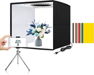 KIRA® Fotobox - 6 Soorten Dubbelzijdige Kleuren Achtergronden - Fotostudio Lichtdoos - Zwart - 25cm x 25cm x 25cm