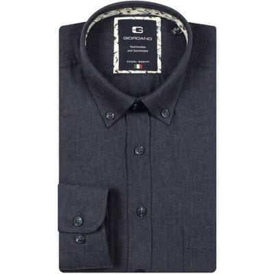 Giordano Overhemd Brando Wooltouch Melange Flanel Twill Navy / male