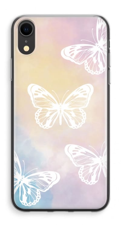 Case Company® - Hoesje geschikt voor iPhone XR hoesje - White butterfly - Soft Cover Telefoonhoesje - Bescherming aan alle Kanten en Schermrand