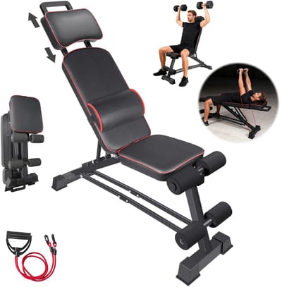 HomeGoodies - Fitnessbank - Halterbank - Thuis fitness - Krachttraining - 8 verstelbare standen - 350 kg Belastbaar - Zwart