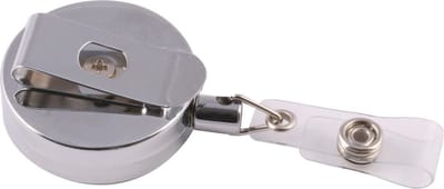 Europel Uittrekbare Badgehouder – Verchroomd – Heavy Duty – Metalen Clip – 80 cm Koord – Drukknop Bevestiging