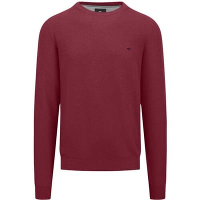 Fynch-Hatton Trui O-Neck Uni Color Fine Texture Ruby Red / male