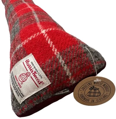 Tochtstopper Red/Grey - Harris Tweed - Handgemaakt - Caroline Wolfe Murray Scotland- Harris Tweed - Verzwaard - 95-100 cm