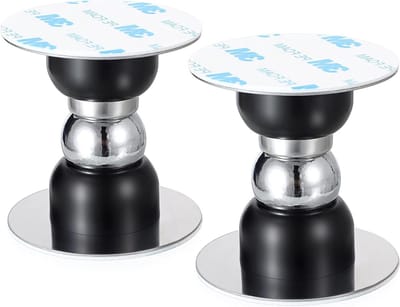 Set van 2 zelfklevende deurhouders, mini magnetische deurstoppers, eenvoudig te installeren zonder boren, zwart met metalen afwerking
