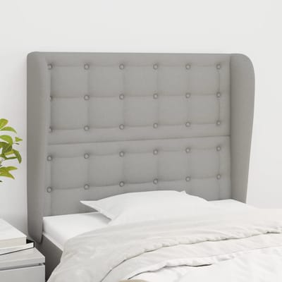 vidaXL - Hoofdbord - met - randen - 103x23x118/128 - cm - stof - lichtgrijs