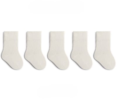 Katoenen crew sokken, 5 paar, kindersokken, zacht en elastisch, effen kleuren, voor jongens en meisjes, Wit,XS