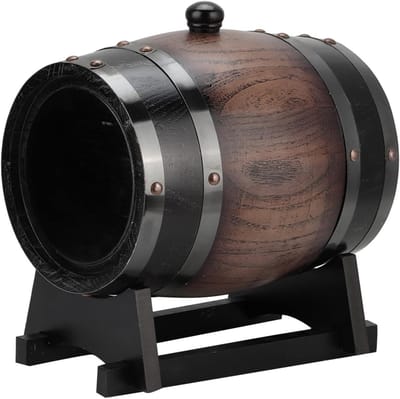 Vintage 3L Zwarte Eiken Houten Vaten met Tap voor Whisky, Likeur en Wijn, Perfect voor Decoratie en Opslag