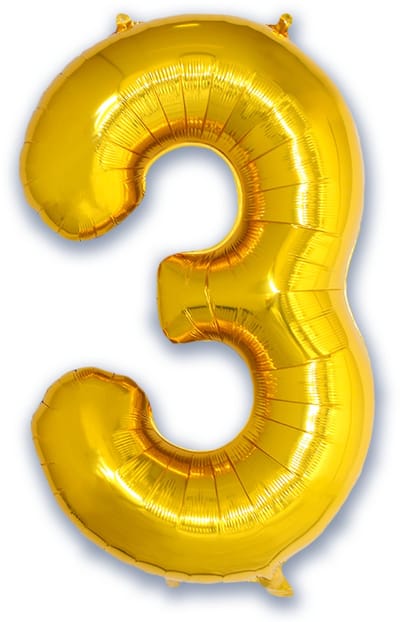 Folie Ballon Cijfer 3 Jaar Cijferballon Helium Ballonnen Feest Versiering Folieballon Verjaardag Versiering Goud 86 Cm