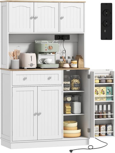 HOMCOM Keukenkast - MDF - 100x40x173cm - Wit