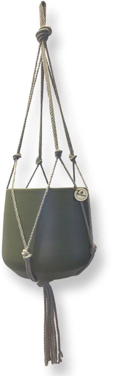 Minimalistische Plantenhanger - Kies kleur en lengte - Beige - 60 cm lang - Katoenkoord - Geschikt voor Pot met Diameter t/m 15 cm - Handgemaakt in ons Macramé Atelier - Prijs per Stuk - Let op: Exclusief Pot - Inclusief Verzendkosten