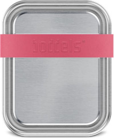 Lunchbox met Verdeler, Klein, 2 Vakken, 15 x 12 x 5 cm, RVS, Frambozen Rood - Boddels | Smacht