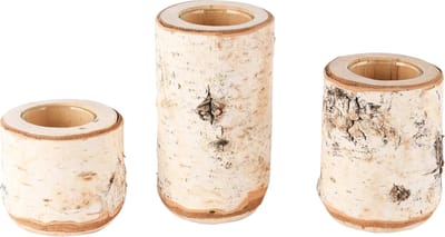 Dekoratief | Set 3 theelichthouders, naturel, hout, 7x7x13cm | A245613