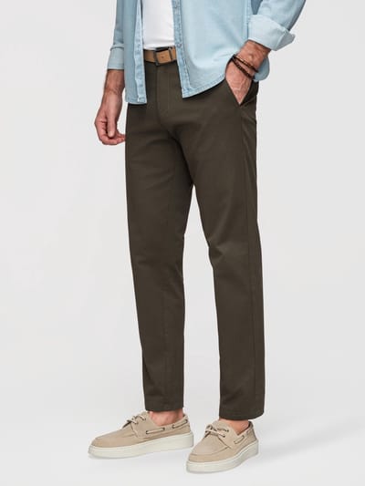 OMBRE Broek - Regular Fit - Katoen - Knopen Donkergroen S