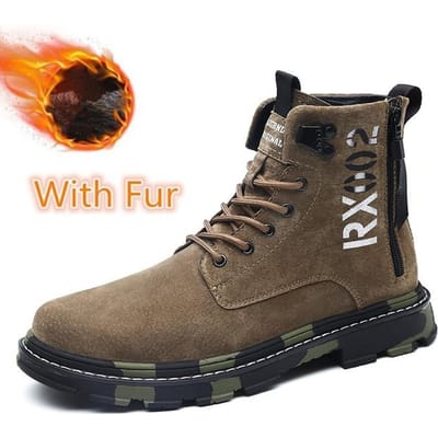 Mode Herenlaarzen Leer Herfst Winter Comfortabel Militair Tactische Laarzen Outdoor Motorfietsschoenen Man Nieuw Ontwerp Herenschoenen 42 black